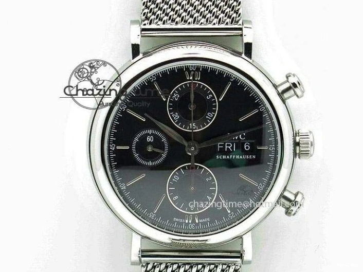MIROTIME 0508 Portofino Chrono RG Black Dial on Black Leather Strap A HighPerformance 7389